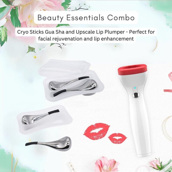 Cryo Sticks Gua Sha Facial Massage & Upscale lip plumper Pack1 Combo Pack - Picture 1 of 9
